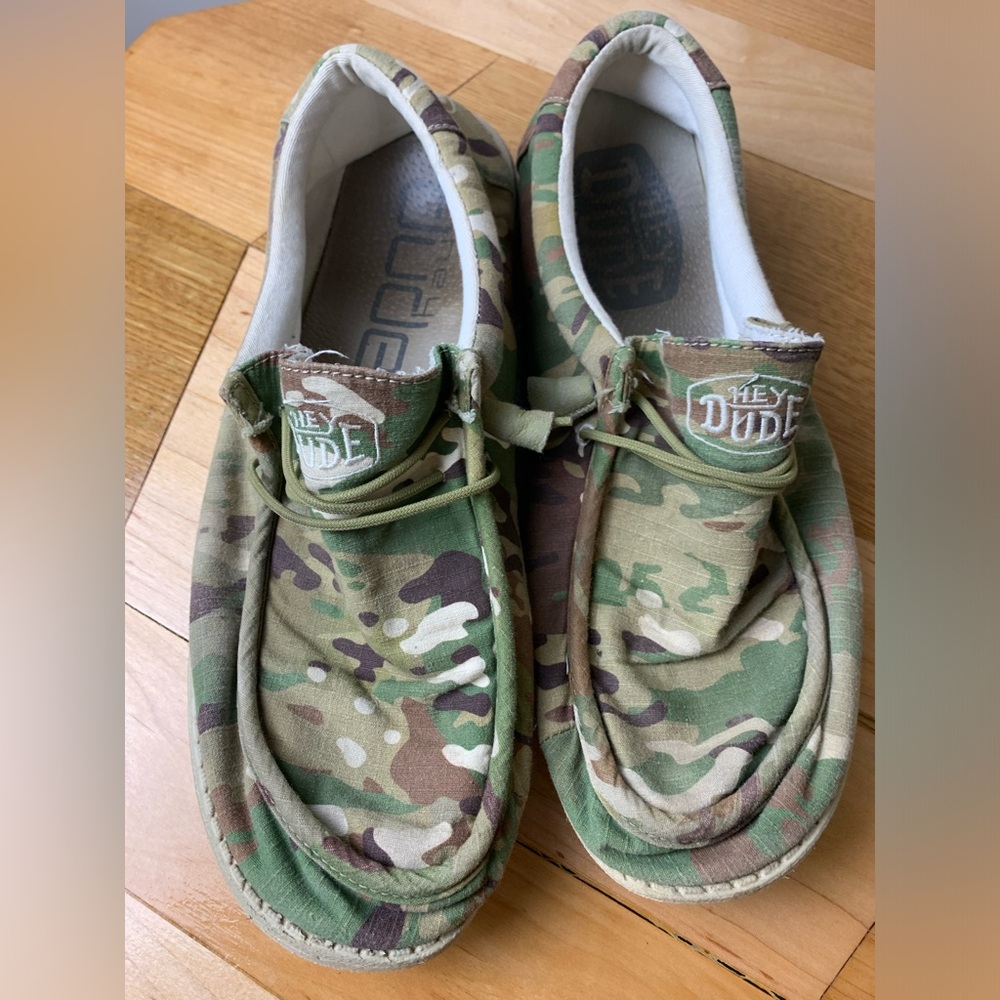 Men’s Wally Camouflage Multi Camo Hey Dude shoes casual slip on size 12 - Picture 6 of 8